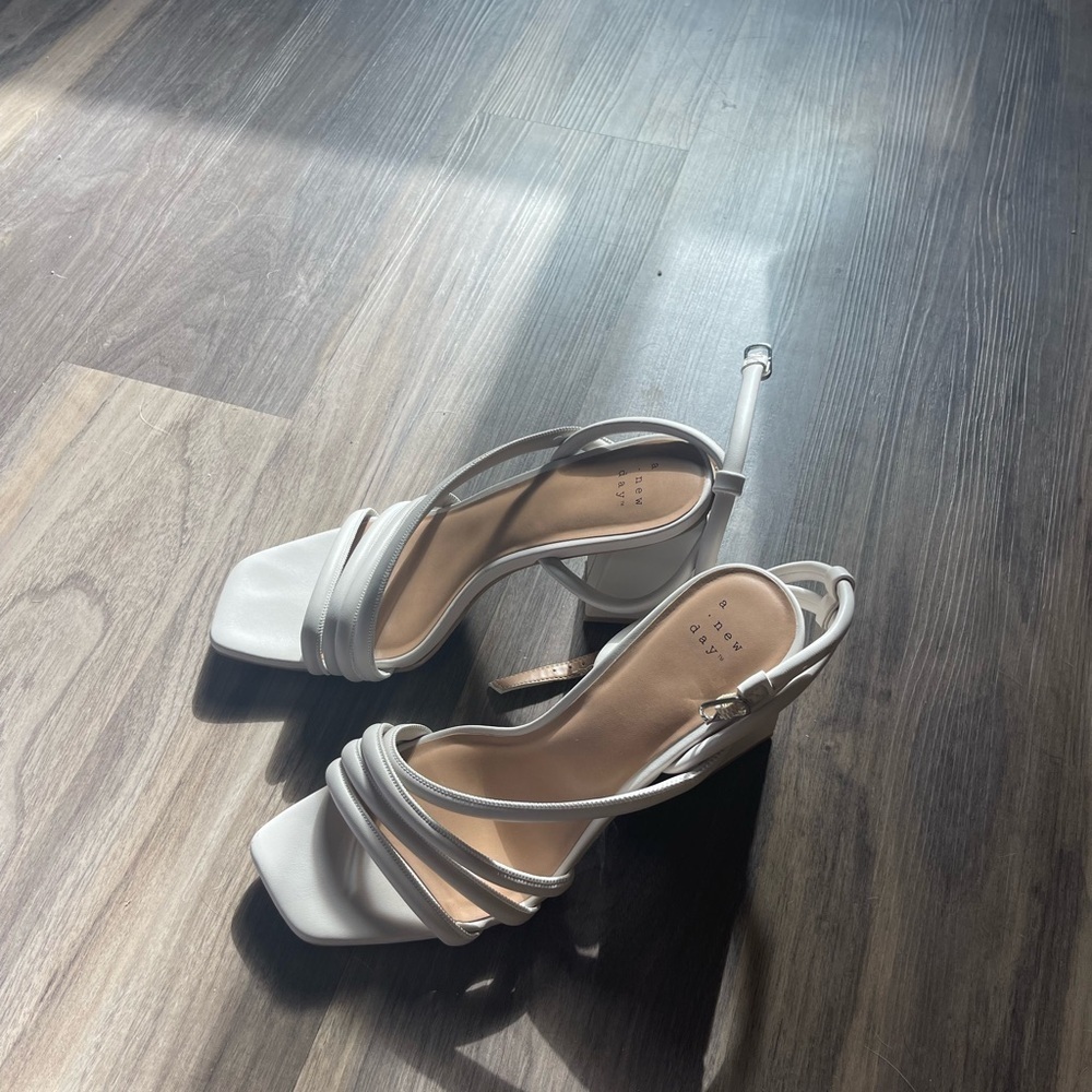 Target White Strappy Heels Modern Minimalist Design - Picture 7 of 7